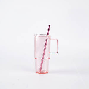 Mini vaso de plástico de 4oz con mango, vaso de plástico para fiesta, vaso de cerveza y pajita de acero inoxidable para niños - Product Image 2