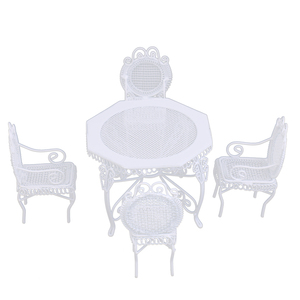1/12 casa delle bambole in miniatura bianco ottagonale tavolo e sedie modello Set fai da te accessorio giocattolo per mobili giocattolo in miniatura - Product Image 3