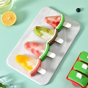 DIY Homemade Ice Cream Mold Watermelon Shape Ice Popsicle Mould with Ice Cream Sticks Eco-Friendly Kitchen <b>Tool</b> - Product Image 4