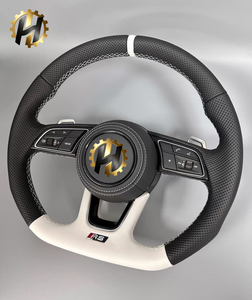 Volante Deportivo de Cuero Blanco Completo y Fibra de Carbono para <span class=keywords><strong>Audi</strong></span> S3 <span class=keywords><strong>RS3</strong></span> A3 A4 B8/B9 <span class=keywords><strong>A5</strong></span> A6 A7 C7 Q3 Q5 Q7 S6 S8 R8 RS6 - Product Image 5
