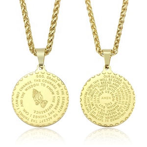 Loftily de Amén hermano regalo 14K oro manos rezando Biblia verso colgante de joyería de collar de cadena - Product Image 2