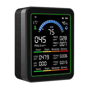 Moniteur de qualité de l'air numérique Tuya WiFi 10-en-1, <span class=keywords><strong>mesure</strong></span> PM2.5, <span class=keywords><strong>CO2</strong></span>, TVOC, HCHO, CO, PM10, température 0-50°C, humidité 0-99% HR, modèle MT13W - Product Image 1