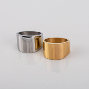 yunnique Men's Geometric <b>Titanium</b> Steel <b>Ring</b> 18K Gold Plated Solid Color Minimalist Design Fashion Jewelry Gift - Product Image 4