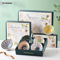 Ensemble de mini-bols en céramique et porcelaine de 4,5 pouces, style japonais et coréen, imprimés colorés, écologiques, pour fête, boîte cadeau, compatibles four/micro-ondes
