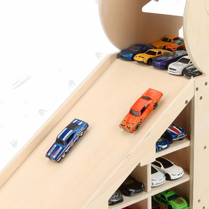 Étagère de rangement pour voitures jouets dinosaures en bois, 4 niveaux avec piste de glisse pour l'organisation de la chambre des enfants - Product Image 4