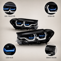 Feux de jour à LED bicolores pour BMW G30 Série 5 2018-2020, style Ikon, clignotants Spoon, amélioration des feux de jour