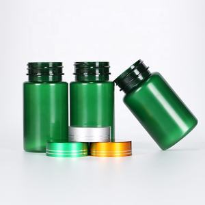 Flacon pharmaceutique en PET vert 100ml 120ml 150ml 170ml 200ml 250ml avec bouchon métallique doré ou argenté, conteneur à pilules, logo personnalisé - Product Image 1