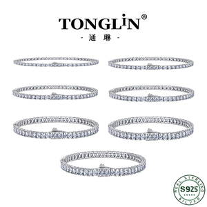 Pulsera Ajustable de Plata de Ley 925 con Circonita Cúbica de Fila Única y Engaste de Puntas, Tamaños Múltiples 2.0-5.0mm, Fabricación Personalizada - Product Image 3