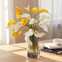 Grandes fleurs artificielles Calla Lilies à longue tige de 60 cm en EVA, effet réaliste, blanches, modernes, pour la décoration de la maison et de mariage
