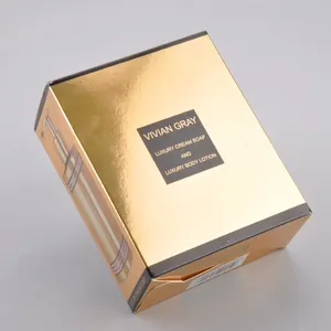 Kemasan Kertas Kosmetik Mewah Kertas Emas Metalik Berkilau Lapisan untuk Sabun Krim, Losion Badan