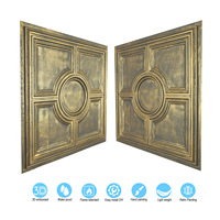 Livraison incluse – Nouveau revêtement mural 3D artistique carré 2x2 pieds en PVC gaufré, ignifuge, étanche et insonorisant pour hôtels, restaurants et bars – PL37 Or antique