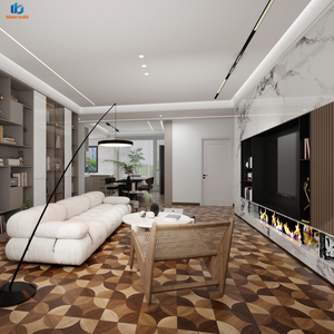 Carrelage en porcelaine mate 800x800 de l'usine de Foshan, motif géométrique en <span class=keywords><strong>parquet</strong></span> de bois pour salon, style Wabi-Sabi - Product Image 2