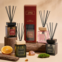 Diffuseur de parfum d'ambiance vide en verre noir 500ml 1000ml avec couvercle en bois noir, flacon personnalisé pour cadeau
