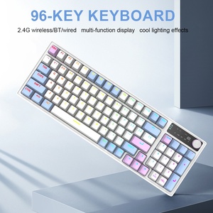 Bàn phím chơi game màng 96% RGB phát sáng ba chế độ chống nước 96 phím tùy chỉnh mới, màn hình hiển thị kỹ thuật số, điều chỉnh âm lượng - Product Image 3