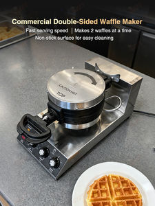 360 °   Machine à gaufres rotative commerciale à double plaque, gaufrier électrique à double tête, machine à griller les gaufres - Product Image 6