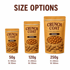 Crispy Coated Peanuts Bag Window Resealable Stand up Flat Bottom Crunchy Shell Food Packaging Pouch for Peanuts Bar Snack Wasabi - Product Image 3