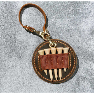 Round <b>golf</b> ball tag hangtag, cleat cover, tee cover, <b>golf</b> parts, hook, handmade leather. - Product Image 1