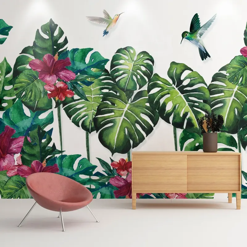 Modern Tropical Plant 3d wallpaper mural room designs wall decor