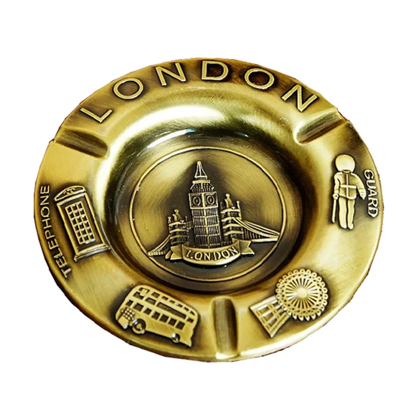 Kingtop Brand London Tourist Souvenirs Antique bronze Metal Cigarette Ashtray antique brass ashtray