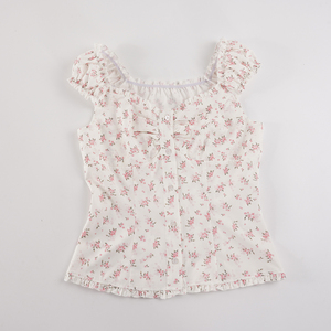 French Retro Sweet Floral Print Slightly Sheer Design <b>Shirt</b> Pure Desire Girl Simple Versatile Slim Fit Button Front - Product Image 6