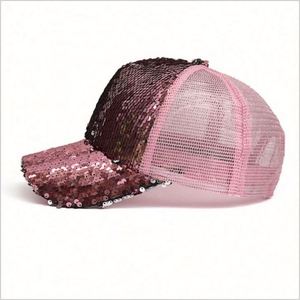 Customize <b>Plain</b> Paillette Stage Show Shiny Glitter Fancy Sequin Bling <b>Baseball</b> <b>Cap</b> 100% Polyester Common - Product Image 2