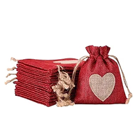 Petit sac en jute pour Noël, sac cadeau, emballage de bijoux, sac anti-poussière avec cordon de serrage, sac de rangement pour bonbons en toile naturelle