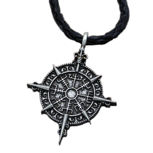 Collar con colgante de runa vikinga nórdica de plata antigua para hombre, enlace de aleación de Zinc clásico para boda, fiesta, compromiso, regalo al por mayor - Product Image 1