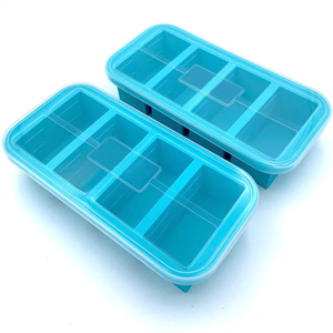 Vente en gros grand récipient de stockage d'aliments surgelés en plastique silicone personnalisé 4 trous cubes <span class=keywords><strong>rectangle</strong></span> pour aliments surgelés et ingrédients - Product Image 1