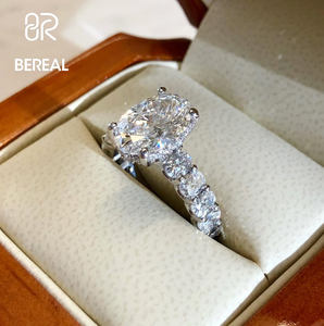 IGI Certified Oval CVD Lab Grown Diamond Side Stones <b>Ring</b> Custom 925 <b>Silver</b> VVS Lab Created Diamond Engagement <b>Ring</b> Fine Jewely - Product Image 2