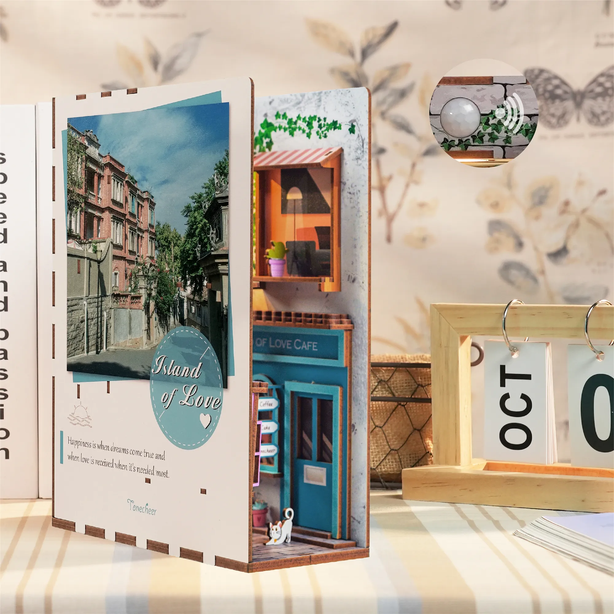 Tonecheer Island of Love book nook kit in miniatura fai da te 3D puzzle in legno nook book