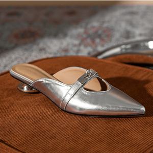 Sandali da donna in <span class=keywords><strong>argento</strong></span> di lusso con tacco basso con motivo leopardato di alta qualità con bottone sottoveste - Product Image 3