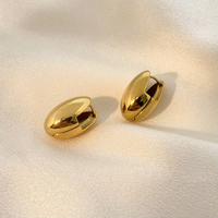 Boucle d'oreille en forme d'œuf d'oie joyas de acero inoxidable al por mayor Vente en gros de boucles d'oreilles lisses en acier au titane