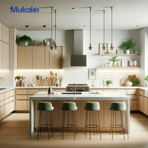 Armoires de cuisine modernes de luxe avec rangement efficace Aménagement contemporain Carcasse en MDF de comptoir en marbre propre pour appartements - Product Image 1