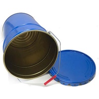Seau vide en métal chimique de couleur bleue de 20 litres et 5 gallons avec couvercle et poignée