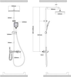 ชุดฝักบัวติดผนัง HOMELODY แบบสี่เหลี่ยมพร้อมราวเลื่อน ชุดอุปกรณ์ครบชุด ที่เก็บของแบบกระจก <span class=keywords><strong>ฝักบัว</strong></span>แบบเรนชาวเวอร์ <span class=keywords><strong>ก๊อก</strong></span>น้ำ 30 ซม. ปุ่มแบบเปียโน <span class=keywords><strong>ฝักบัว</strong></span> 4 ลำแสง - Product Image 6