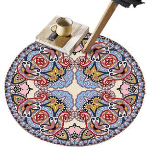 Alfombra Redonda Wan Xinlong con Diseño Mandala, Estilo Bohemio, Antideslizante, para Sala de Estar, Lavable a Máquina, Patrón YJL 132483 - Product Image 3