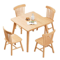 Ensemble table et chaises carrées en bois massif, meubles de maison stables et adaptés aux appartements