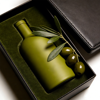 Bouteille en verre de style nordique personnalisée, vert mat, 50 ml, 100 ml, 200 ml, 375 ml, 500 ml, 750 ml, pour tequila, huile d'olive, avec bouchon et boîte d'emballage