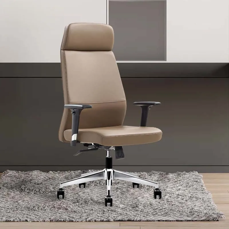 Fabricant de mobilier commercial Fauteuil de bureau ergonomique en cuir à dossier haut et à bras réglable