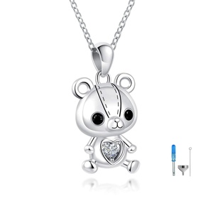 Isunni de plata esterlina oso de peluche corazón colgante de urna de Memorial cremación urna Collar para amaba una cenizas - Product Image 1