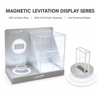 Support d'affichage en acrylique à lévitation magnétique avec éclairage LED personnalisé, étagère de comptoir pour diffusion en direct, organisateur de rangement multi-grilles en acrylique