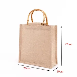Sac fourre-tout en toile de jute naturelle de haute qualité avec motif lettres, vente en gros à prix réduit pour cadeau promotionnel - Product Image 4