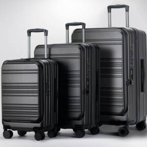 Ensembles de bagages 20 24 28 "Valise de voyage de luxe personnalisée Ouverture frontale pour bagages avec chargement USB, Trolle à ouverture frontale latérale 100% PC - Product Image 1