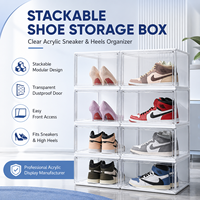 Grande boîte de rangement pour chaussures en acrylique transparent, boîte de présentation anti-poussière pour baskets avec porte magnétique, organisateur empilable pour chaussures homme femme