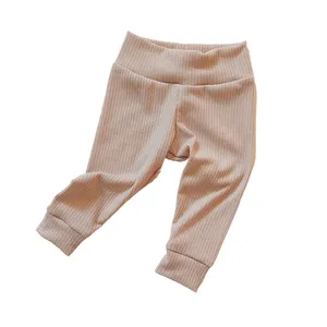 Pantaloni per neonati in maglia biologica leggings in bambù a coste per neonati all'ingrosso leggings per neonati vestiti per bambini pantaloni per bambini