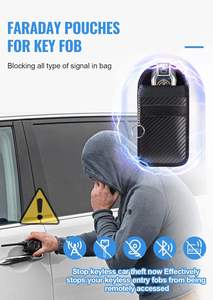Étui de protection pour clé de voiture personnalisée noire de luxe, bloqueur de signal, sac Faraday, blocage RFID, protection contre les ondes électromagnétiques, pochette écologique - Product Image 5