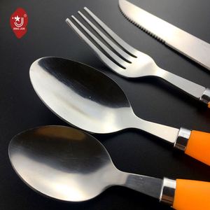 Ensemble de couverts en acier inoxydable avec manche pointu en plastique créatif, cuillère et fourchette, vente en gros - Product Image 6
