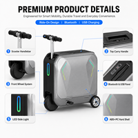 Scooter électrique intelligent avec bagage intégré, grande capacité 40L, valise 20 pouces avec porte-gobelet pour les voyages et les trajets quotidiens