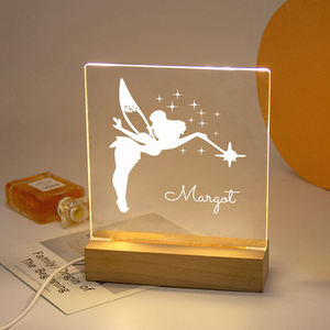 Lampe de nuit <span class=keywords><strong>LED</strong></span> 3D rectangulaire moderne, blanc chaud, base d'affichage en acrylique, interrupteur USB, lampe <span class=keywords><strong>LED</strong></span> de chambre à coucher avec gravure - Product Image 2