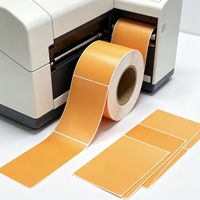 Gulungan Label Kosong Oranye Solid Grosir, Stiker Perekat Sendiri untuk Printer Transfer Termal, Pelabelan Supermarket & Toko Kelontong